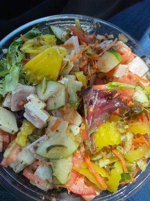 Salad with turkey and Italian cheese