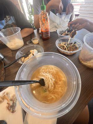 Hainanese Chicken Rice and wonton noodle soup.