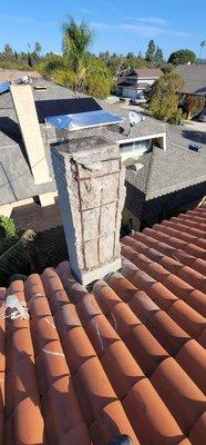 This Rampart General precast chimney fell apart due to rains in January.  It is not repairable.