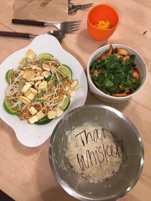 Simply Thai with Pad Thai, Pangang Coconut Curry with Shrimp, and Mango Sticky Rice.