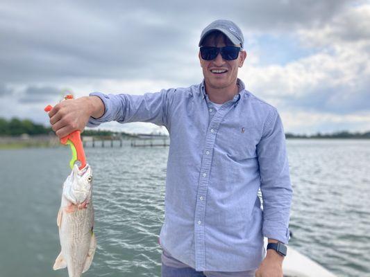 Redfish on a Wilmington fishing charter.