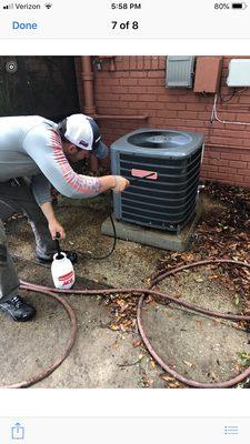 Standard maintenance to help lower power bill by cleaning condenser coil