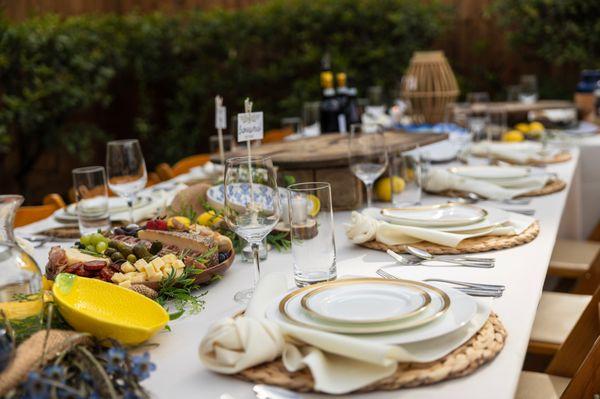 Turning your backyard into a seated dinner setting is our usual!