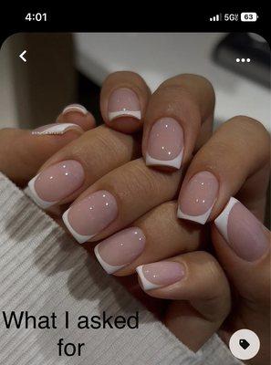 The picture I showed her of how I wanted my nails.