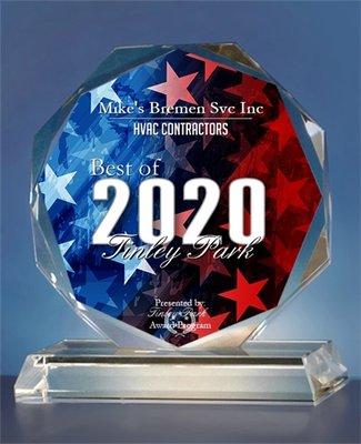 It is our pleasure to inform you that Mike's Bremen Svc Inc has been selected for the 2020 Best of Tinley Park Awards.