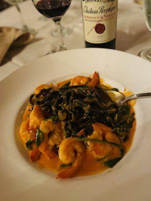 The special. Black Linguini, shrimp and spinach