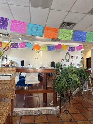 Upper dining area for larger groups.