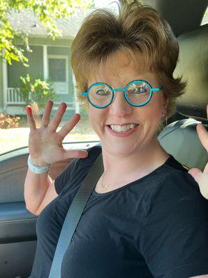 My Turquoise Matttew frames from Optical Shop of Santa Fe.  I love them!