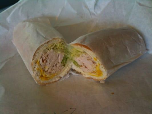 Turkey, cheese, mustard, lettuce, onion sub!