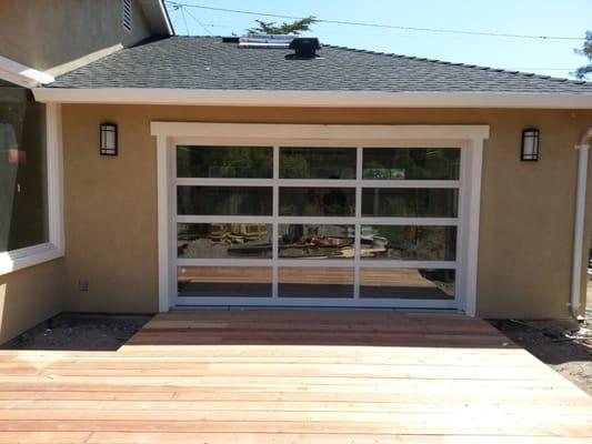 Newly installed aluminum garage door in San Jose , CA.