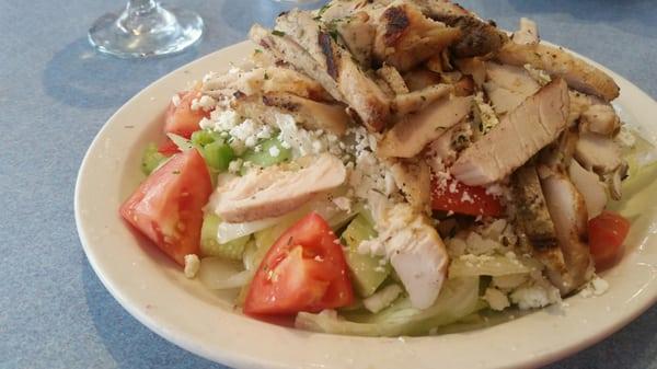 Greek salad with chicken.