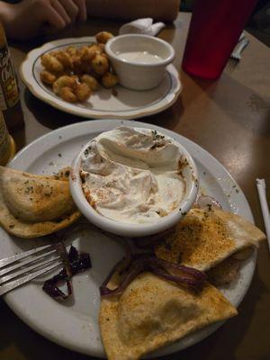 Pierogi's and cheese curds