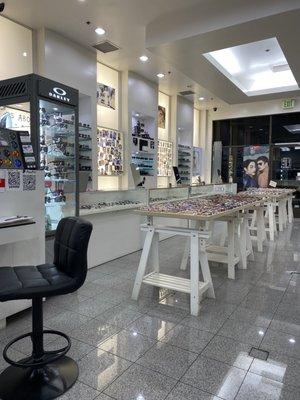 Inside - many many glasses to choose from. Also contact Lenses as well.