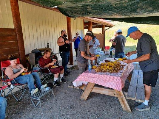 The potluck for campground by the new management.  Great cooking and friendly faces!