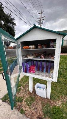 Free pantry stocked with protein cereal