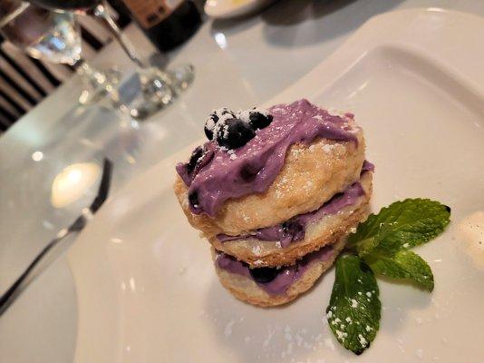 Millefoglie with blueberry cream. Delicious.