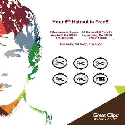 Join the Loyalty Program and your 6th Haircut is Free!!!