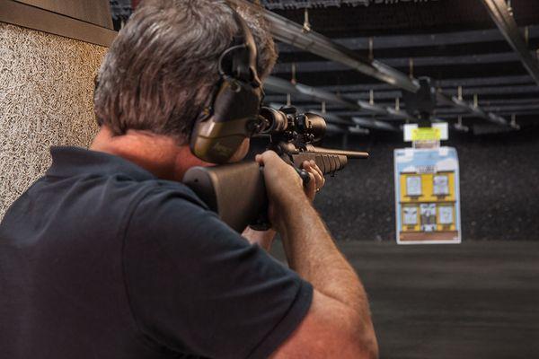 You can shoot long guns up to .308 in PSR's 25-yard indoor range.