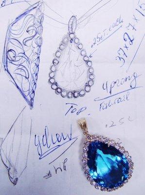 We are obsessed with this custom made blue topaz pendant!