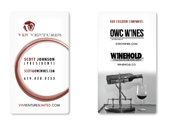 Business card design and photography for wine distribution company