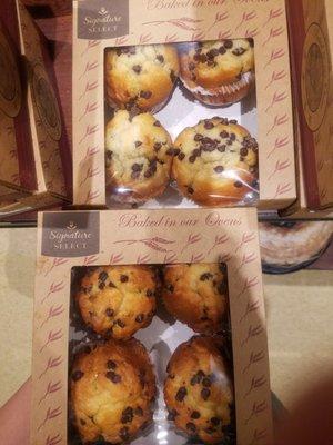 (Bottom) The ONLY box of seemingly fully - baked muffins.  (Top) Visibly raw in the center