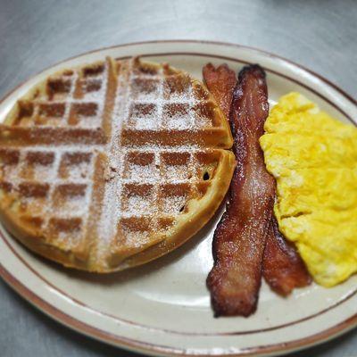 Waffle combo with eggs & bacon