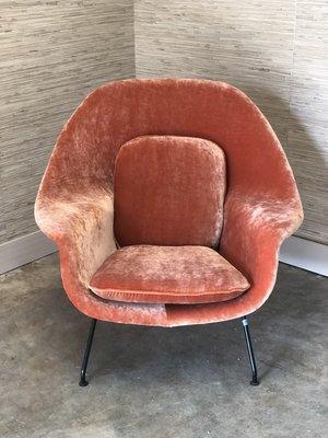 Authentic Eero Saarinen womb chair; Tucson, AZ. We reupholstered this in a heavy crushed velvet for a clients vacation home.