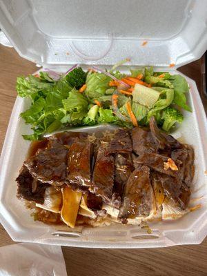 Beef and chicken plus salad