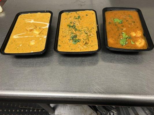 Paneer Makhani, Chicken Makhani, Shrimp Curry