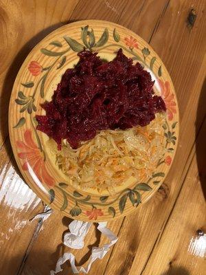 Beets with Horseradish Salad and Sauerkraut Salad