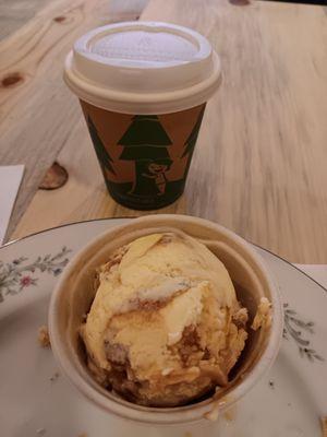 Ethiopian medium roast coffee. Pecan Praline ice cream.