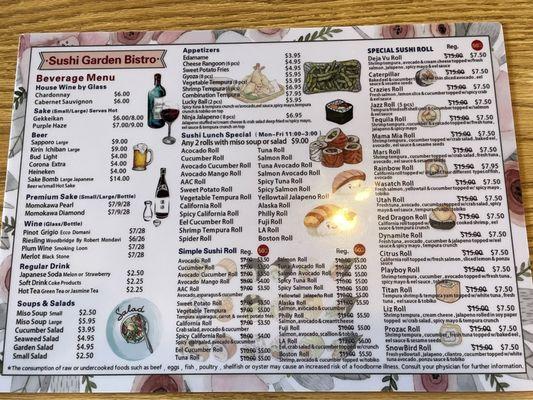 Updated menu