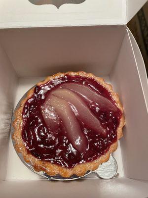 Cranberry pear and almond cream tart