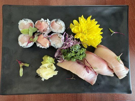 Hamachi roll and hamachi nigiri -FRESH and BEAUTIFUL