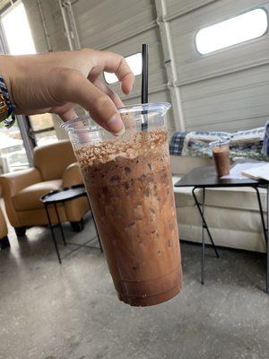 Iced lattes + inside seating area