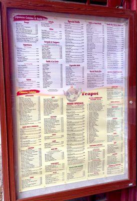 Menu posted outside aug 2021