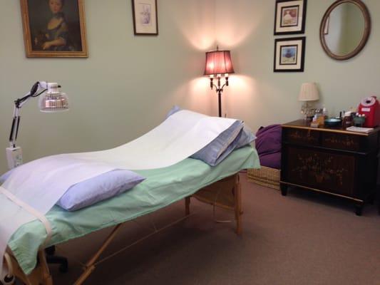 Relaxing cozy treatment rooms.