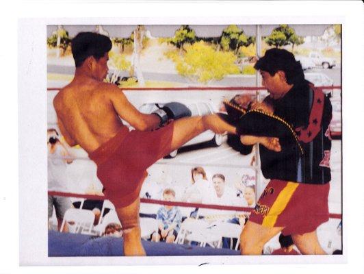 Saekson Janjira & Kru David Krapes - Muay Thai Exhibition 1993 Hollywood Park Casino.