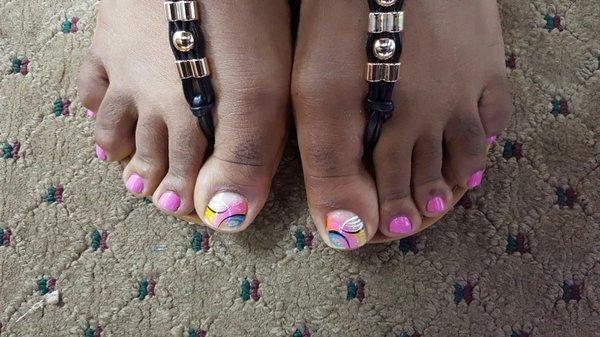 My pedi and design done by Crystal.