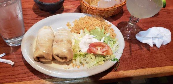 Chimichangas with a side of rice