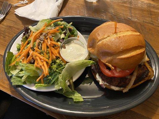 cajun burger with the house side salad :)