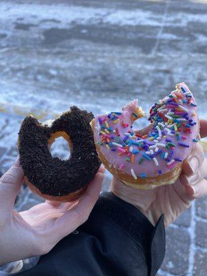 Oreo and Strawberry Sprinkle Donuts