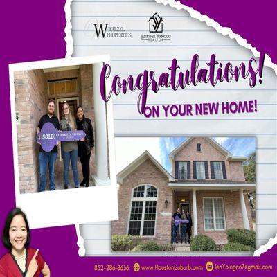 Huge congratulations on acquiring your new home! *** Houston Suburb REALTOR®:
Jennifer Yoingco
 (832) 286-8636
 JenYoingco7@gmail.com