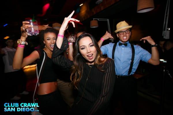 Fun guests having a good time on Club Crawl San Diego