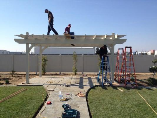 just need to clean up and there is a pergola.