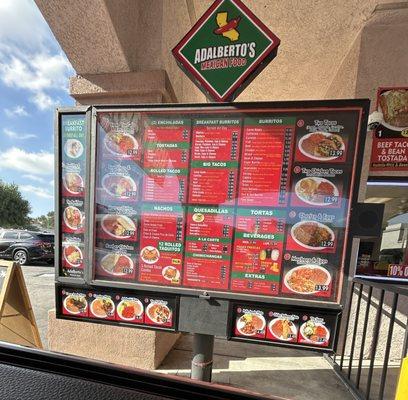 Drive thru menu