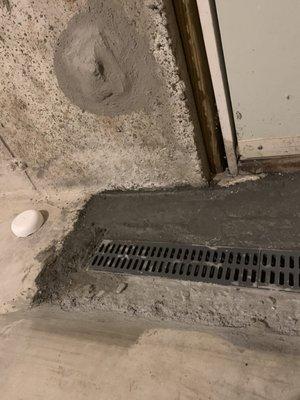 awful floor drain/cement job