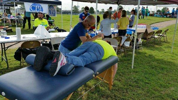 NF fundraiser providing complementary massages.