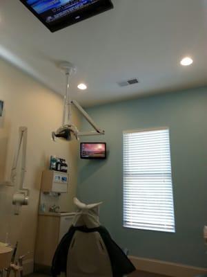 Treatment rooms have TV's on the ceiling for education and entertainment!