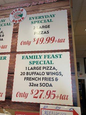 Specials - prices are accurate